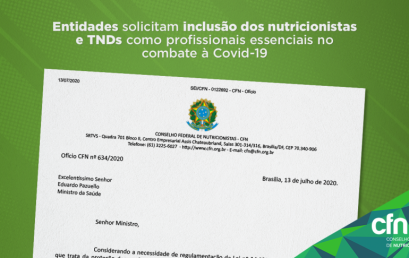 Entidades solicitam inclusão dos nutricionistas e TNDs como profissionais essenciais no combate à Covid-19